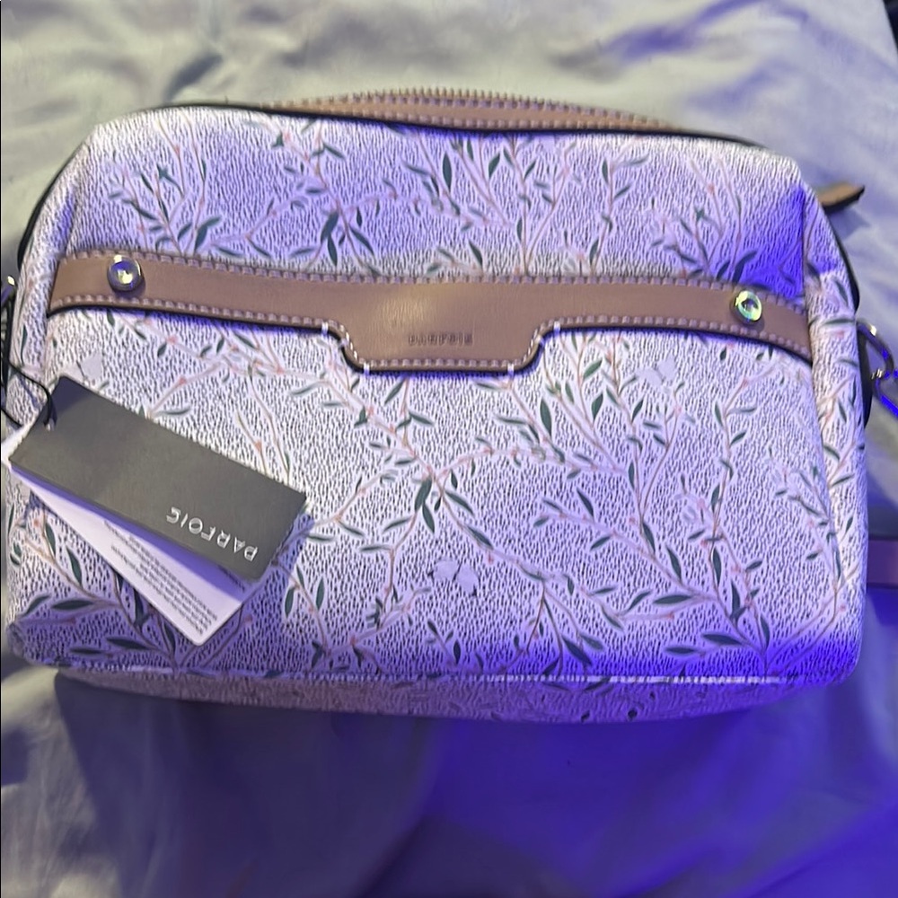Purple Embossed Floral Crossbody Bag